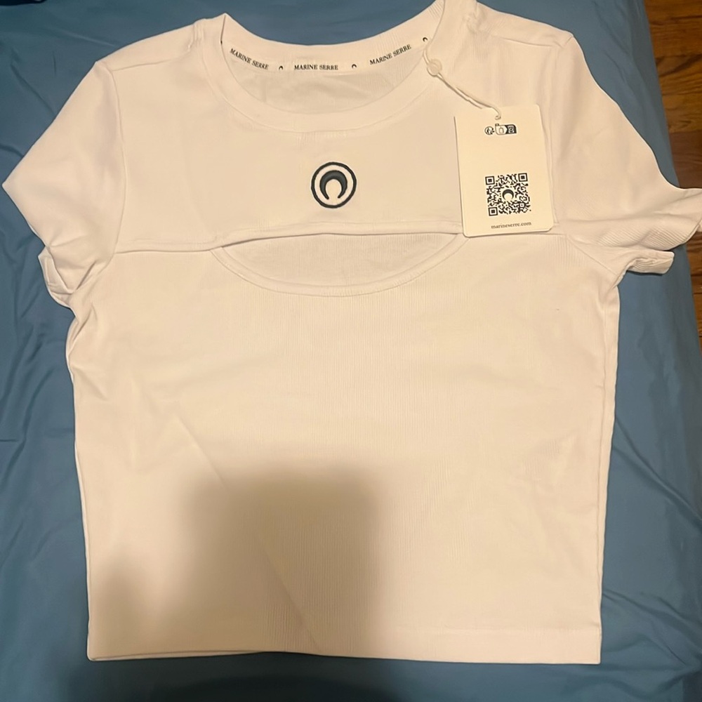 Marine Serre Moon Logo Ribbed Cut Out Shirt